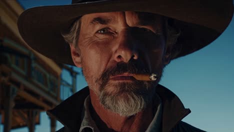 close-up portrait of a cowboy