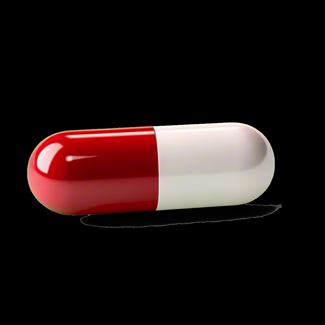 Animazione di una capsula medicinale rossa e bianca, risorsa isolata, video 4K trasparente, canale alfa
