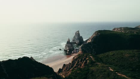 coastal cliffs and beach aerial view