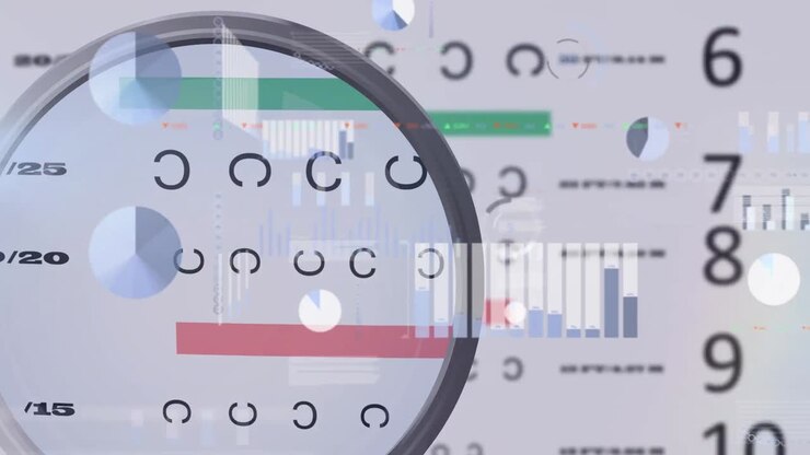Animation of graphs and data processing over eyesight test interface
