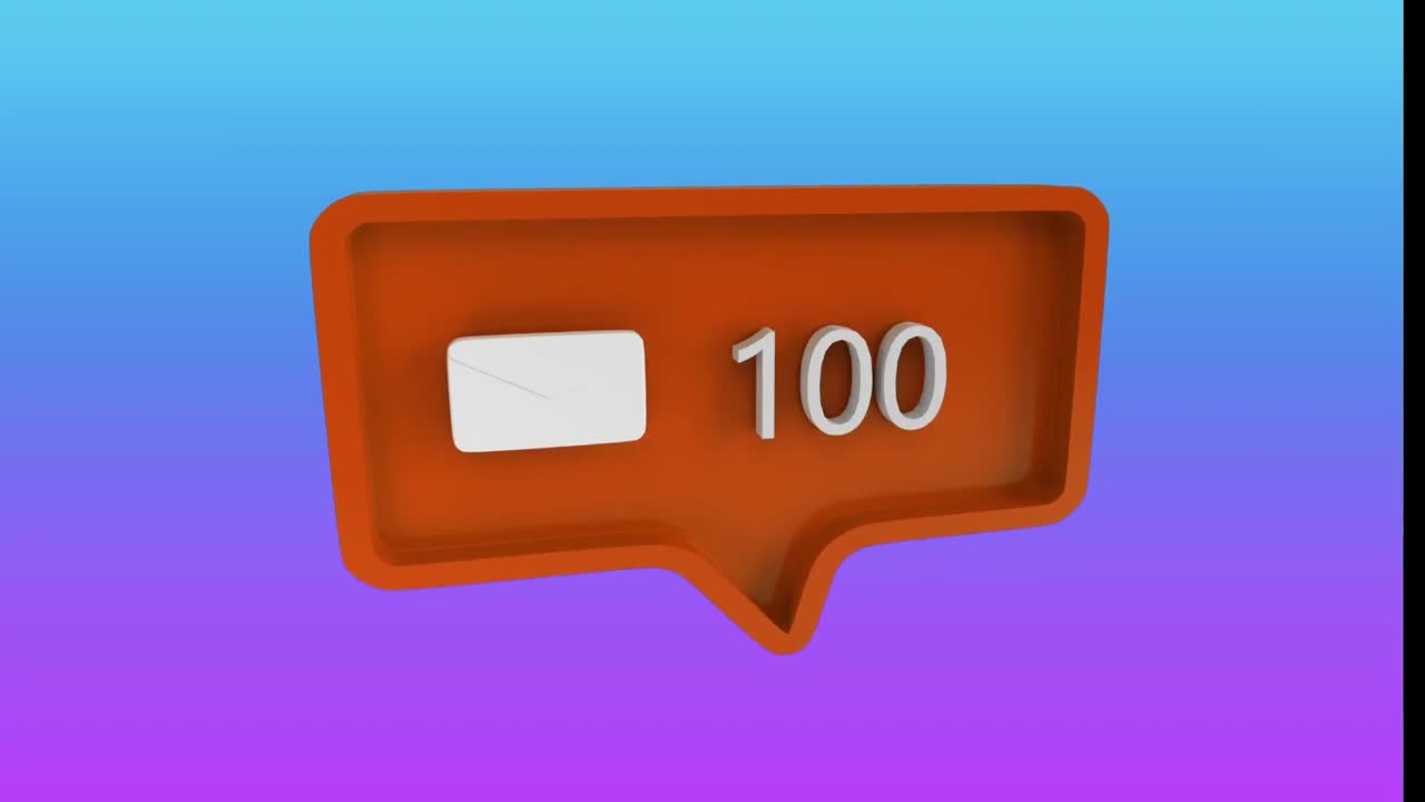 animación del icono de correo y los números en la burbuja de habla roja.