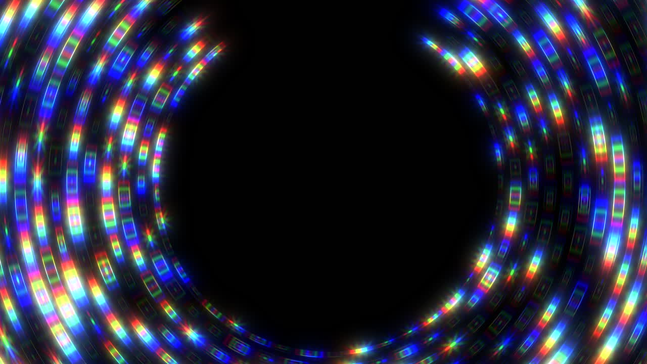 Punti e quadrati digitali con effetto glitch su schermo nero
