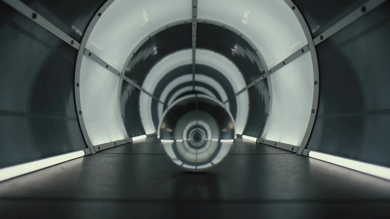 Rolling glass sphere moving along metal tunnel after release, revealing concentric rings and ribs
