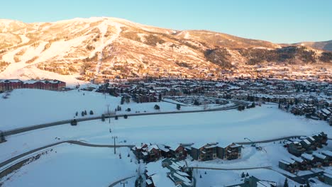 scenic view of quarry mountain and snow-covered landscape of steamboat springs in colorado at winter