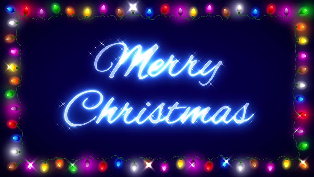 Christmas lights frame with Merry Christmas text