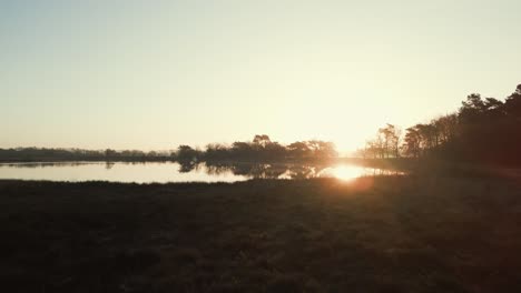 sunrise over a tranquil lake and forest