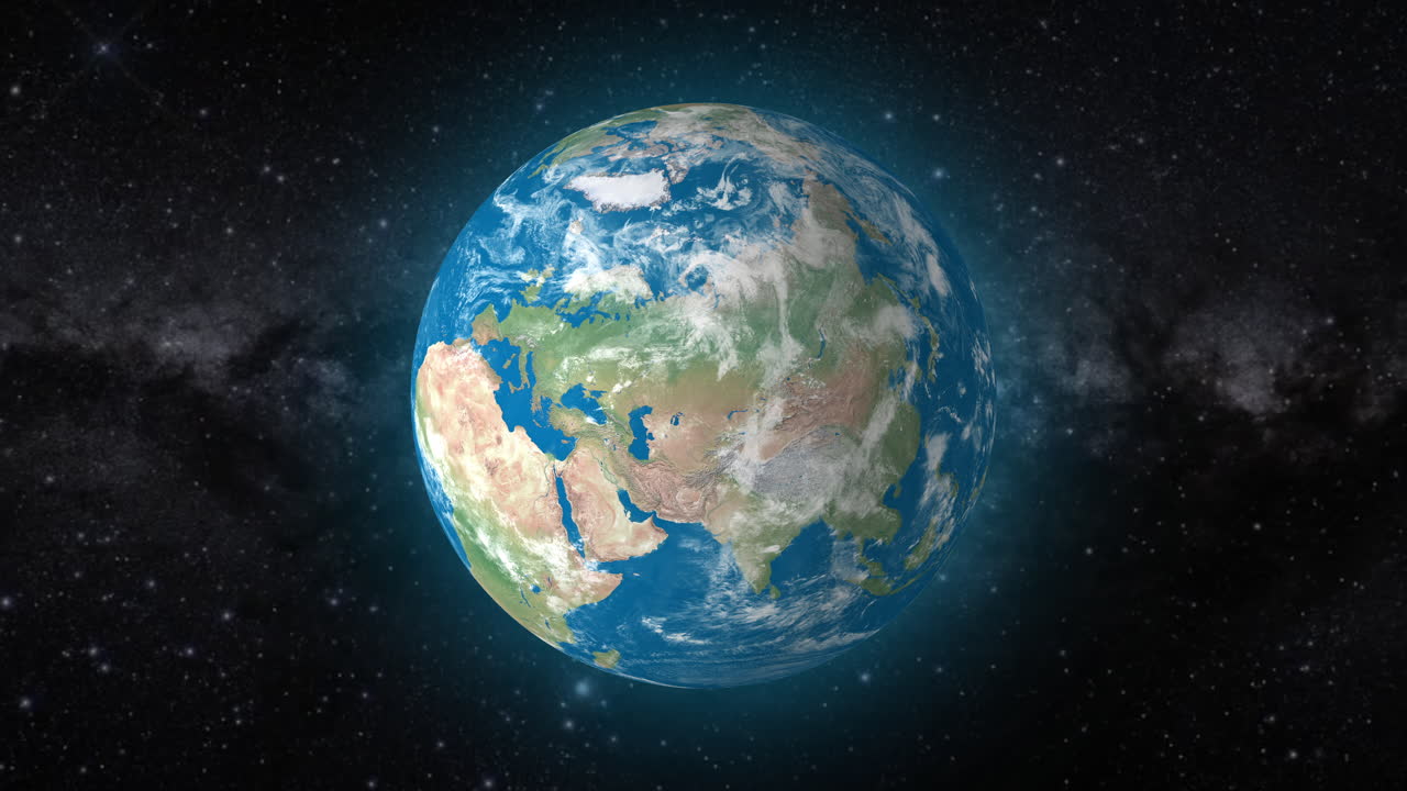 카자흐스탄의 현실적인 지구가 회전하고 을 는 것을 보여주는 영화적 비디오 배경 4k
