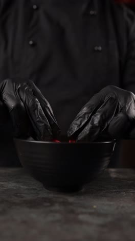 chef preparing red pepper