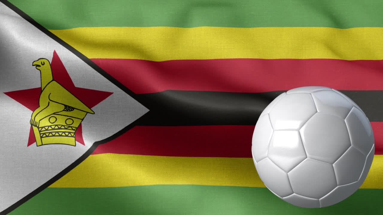 Bandiera dello Zimbabwe e pallone da calcio - Bandiera dello Zimbabwe ad alto dettaglio - Pallone da calcio e bandiera