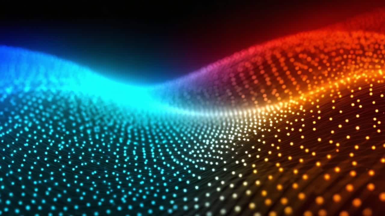 A Mesmerizing Flow of Vibrant Colors in a Digital Wave Pattern, Showcasing the Dynamic Interaction of Light and Structure in a Captivating Display