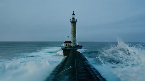 lighthouse in stormy sea