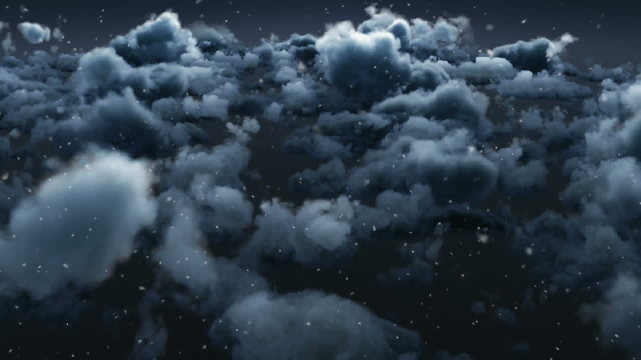 animación de nieve cayendo sobre el cielo nublado