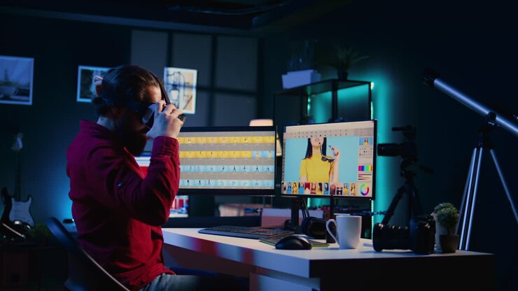 Photo editor using virtual reality technology to browse through photoshoot images