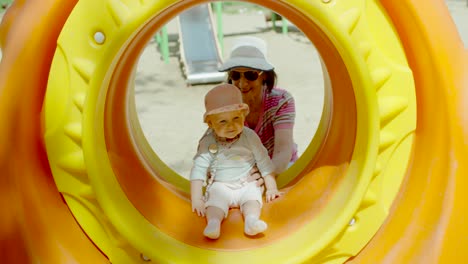 little girl having a great time with grandmother