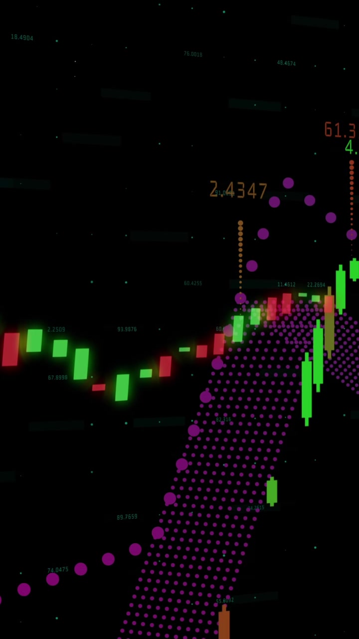 Animation av statistisk och finansiell databehandling mot svart bakgrund