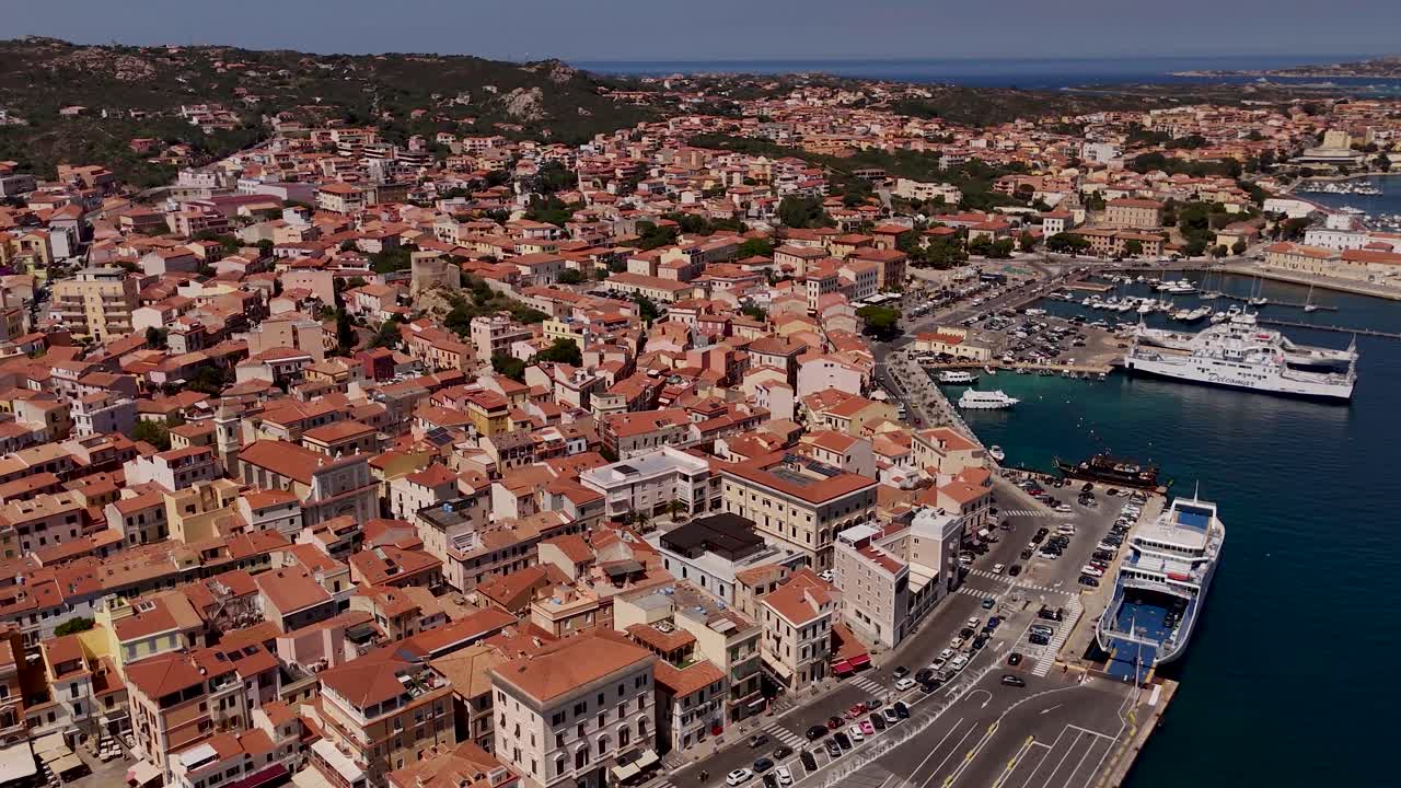 Aerial view of La Maddalena's coastline in Sardinia on a sunny day
