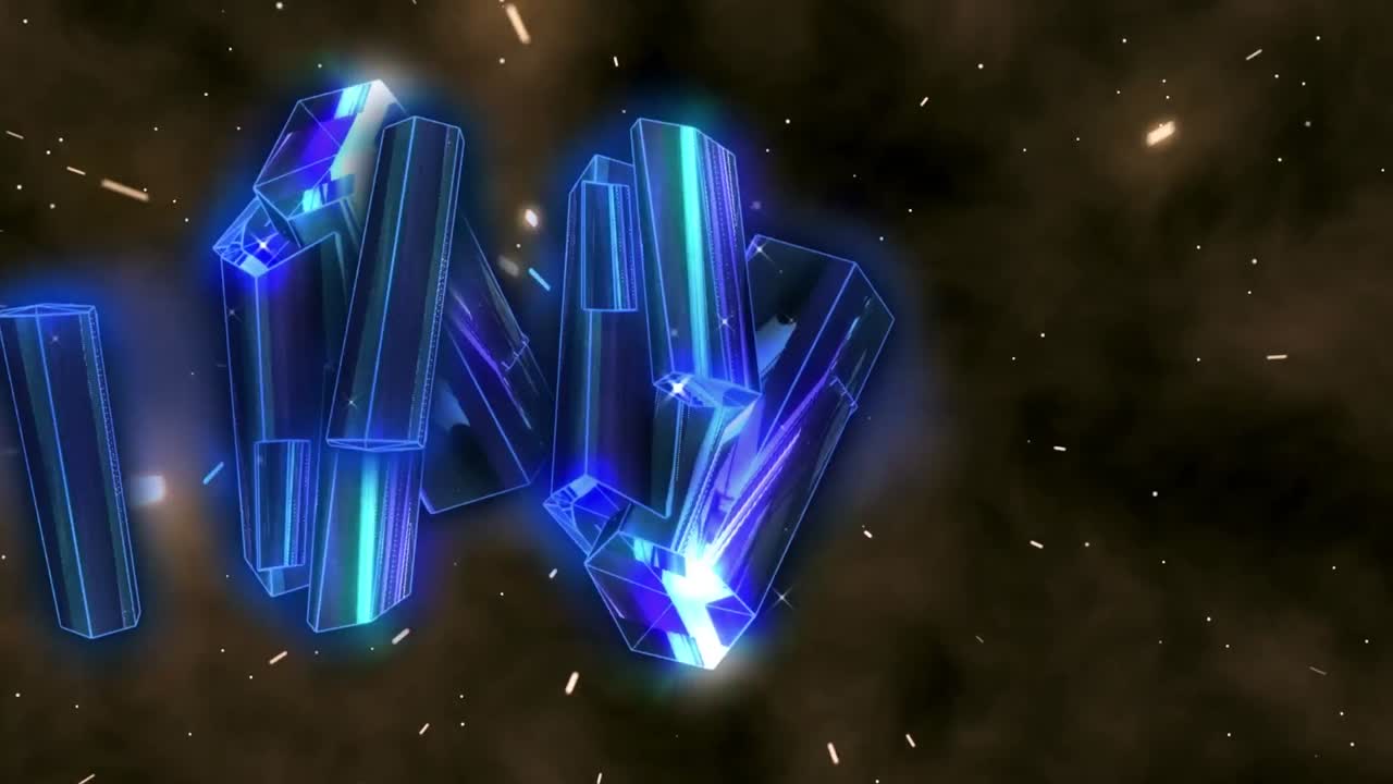 파란색 다이아몬드가 검은색 배경 위에 움직이는 애니메이션