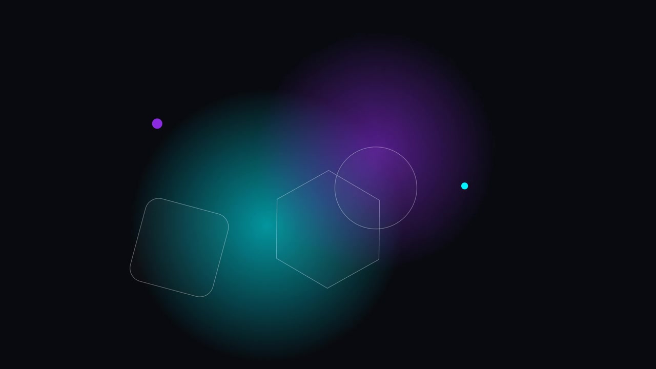 Motion Graphics Astratte con Forme Geometriche Fluttuanti e Sfere Luminose