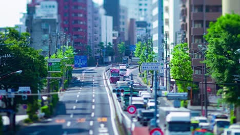 a timelapse of the miniature traffic jam at the urban street in tokyo