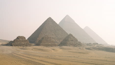 archaeological site of the giza pyramid complex near cairo, egypt. static shot