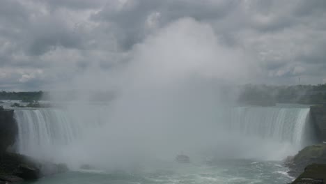 mist at horseshoe falls niagara falls canada in cloudy day