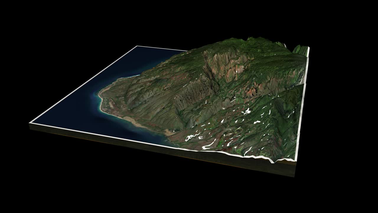 와이메아 캐니언 지형 지도 3d 렌더링 360도 루프 애니메이션