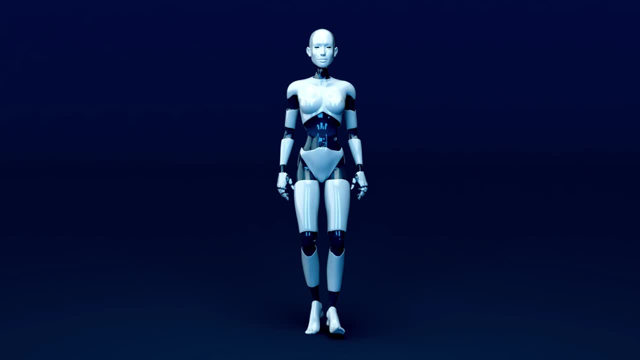 4K concept animation of a woman robot
