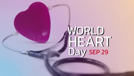 Animation-of-world-heart-day-text-over-stethoscope