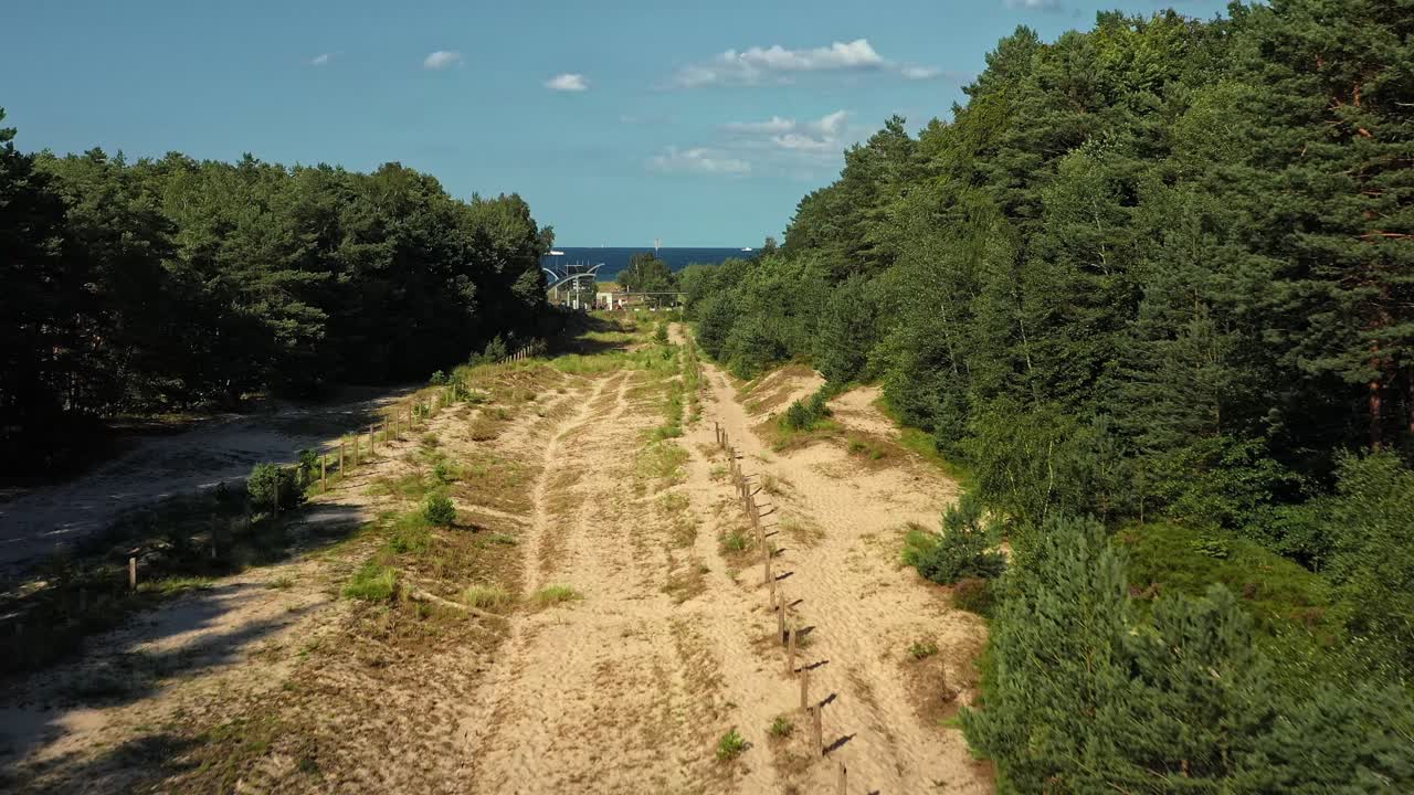 crucero fronterizo en la costa del mar báltico visto desde el punto de vista del avión no tripulado