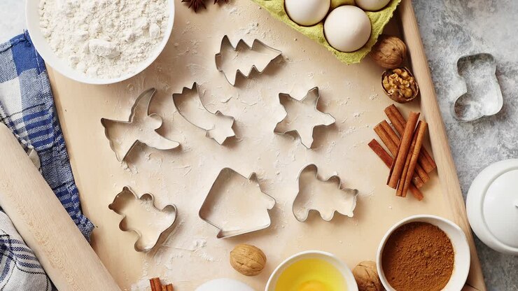 Delicious fresh and healthy ingredients for Christmas gingerbread