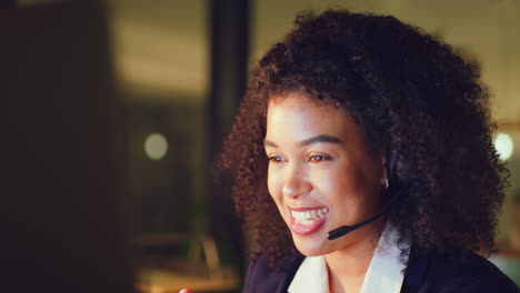young female center agent talking