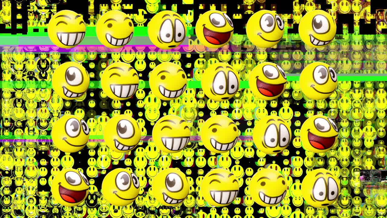 las caras sonrientes de los emoji girando