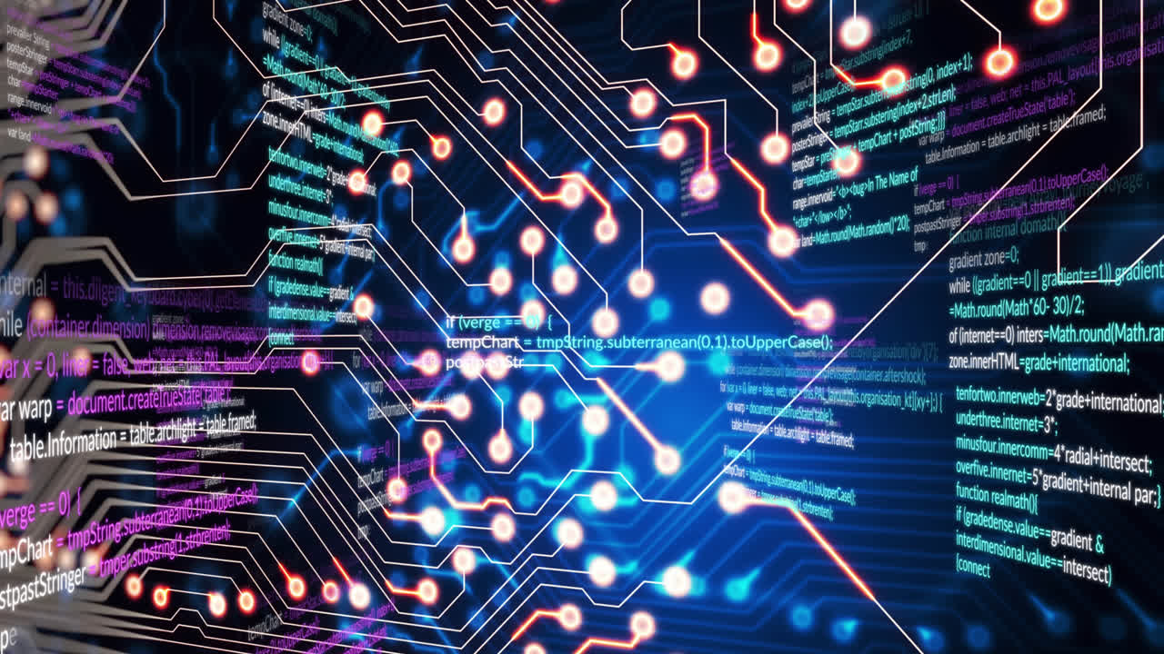 animación del procesamiento de datos sobre un fondo negro