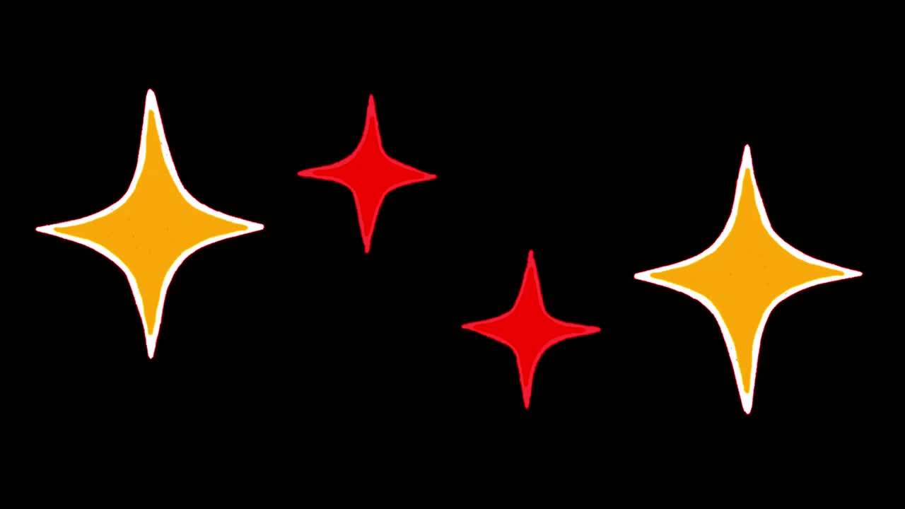 애니메이션 오렌지색 별은 검은색 배경에 반이는 모양입니다.