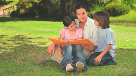 Mother-reading-to-her-children-