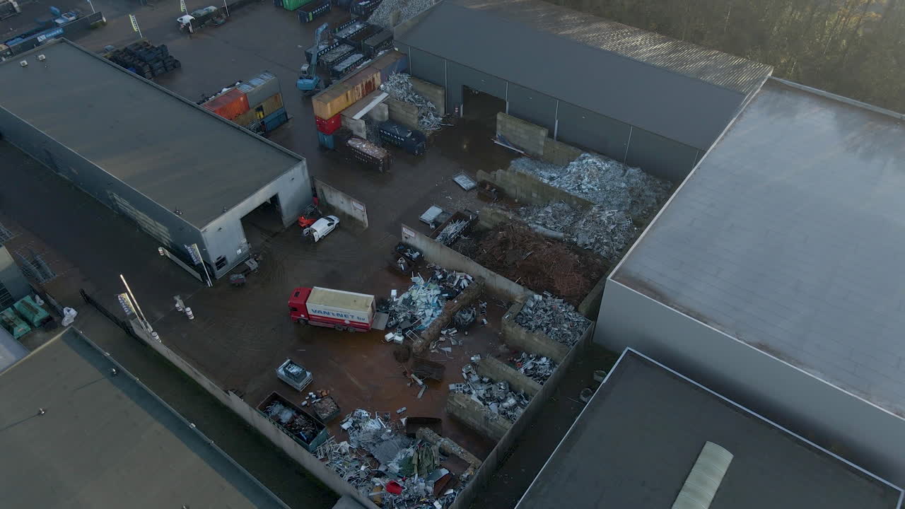 Aerial of small metal recycling plant