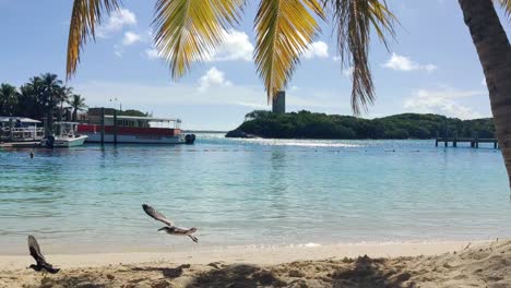 Playa-Paraíso-En-Una-Isla-Laguna-Azul-En-Las-Bahamas