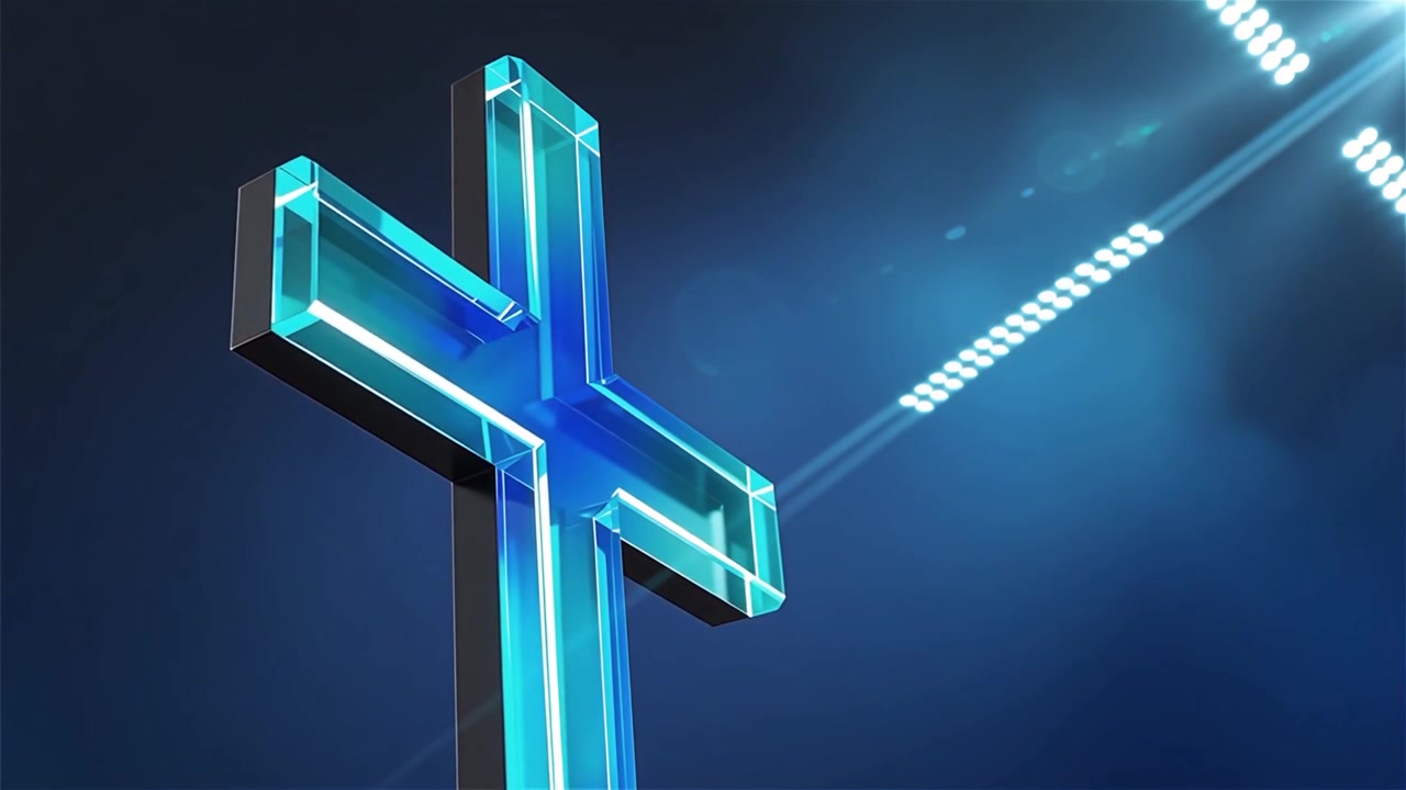 Croce Cristiana Luce Celestiale Sfondo per il Culto.