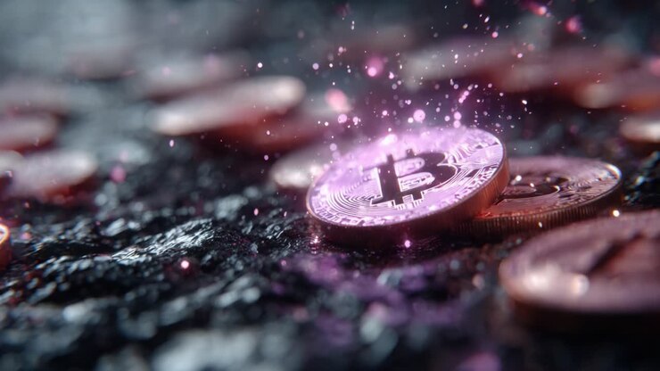 Una vetrina scintillante di valuta digitale: esplorare il mondo vivace delle criptovalute concentrandosi sulle monete Bitcoin e il loro significato simbolico nella finanza moderna