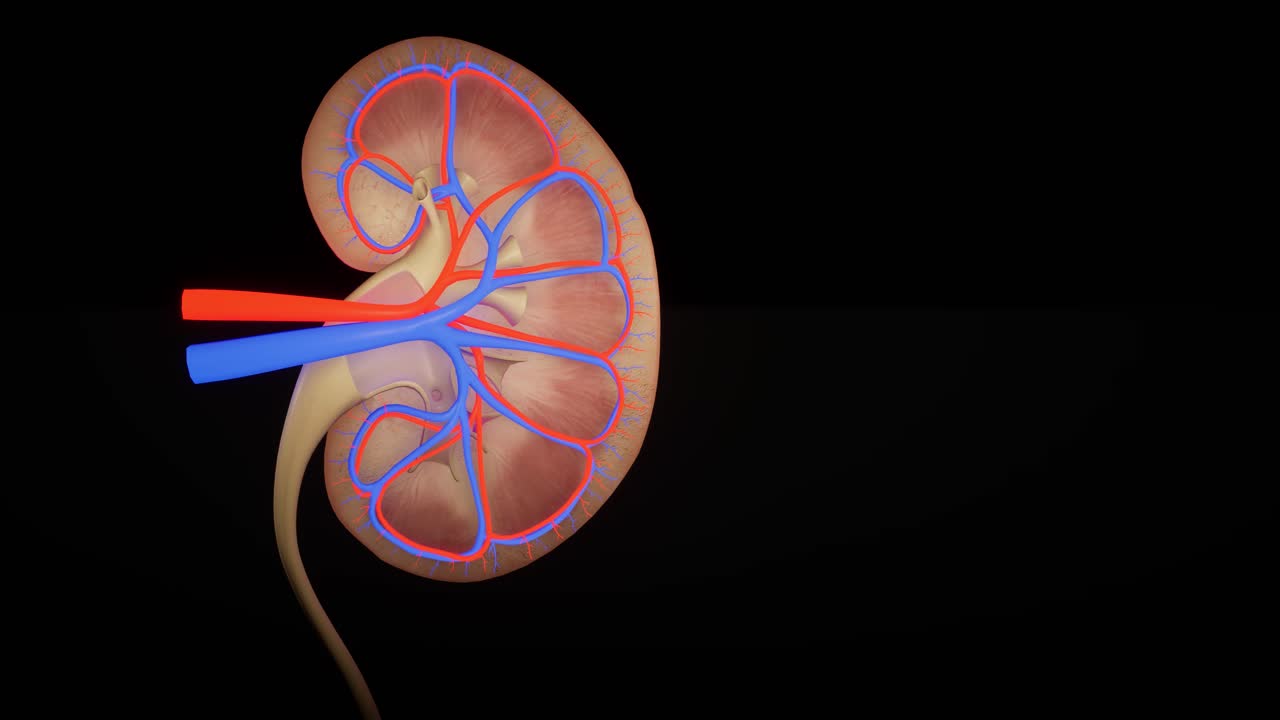 Biological animation of kidney. 3D animation