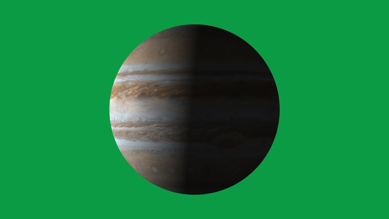 hermoso planeta de júpiter animación. júpiter está girando. el planeta gigante de júpiter de la galaxia de la vía láctea.