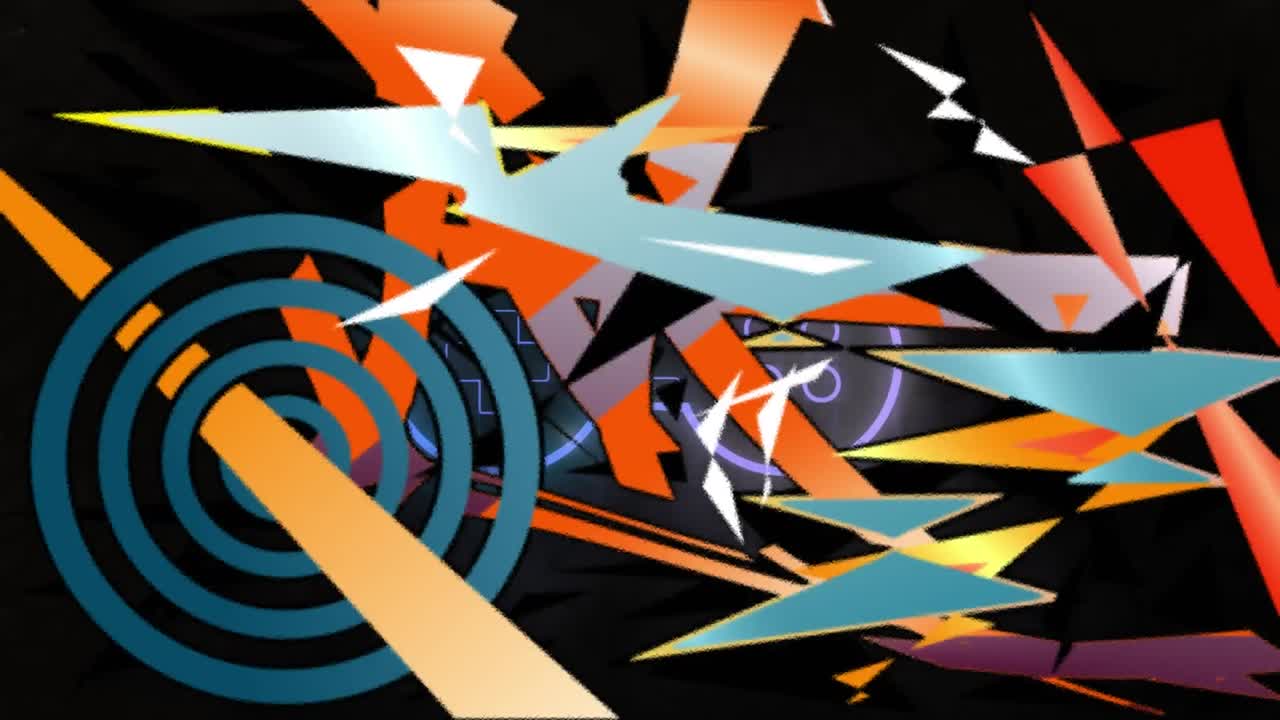 animación de coloridas formas abstractas y geométricas sobre fondo negro