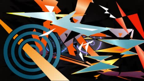 animation of colorful abstract and geometrical shapes on black background