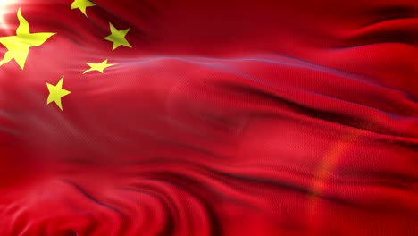 bandera de china ondeando en el sol. bucle sin costuras con textura de tela muy detallada. bucle listo en resolución 4k.