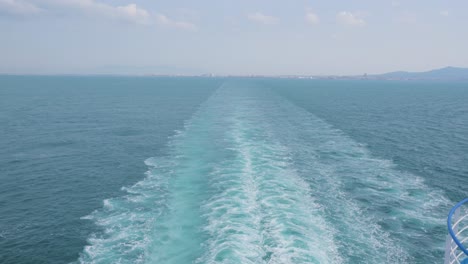 ship trail on surface of sea water