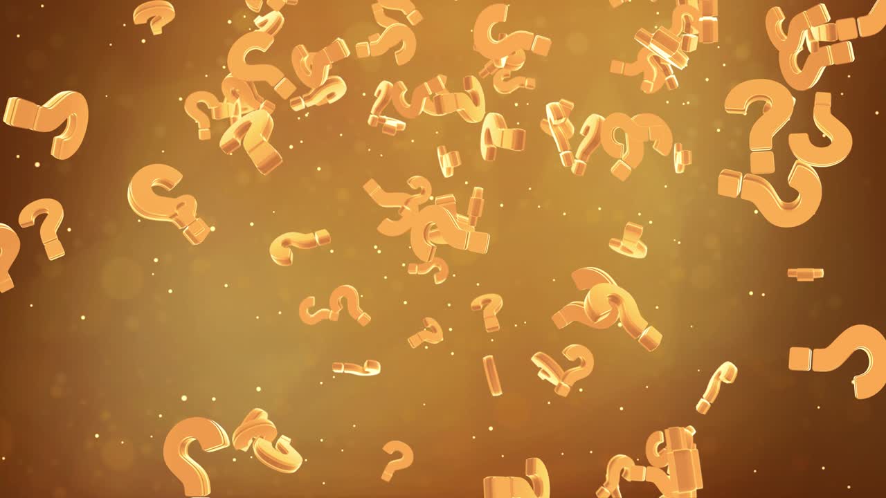 Question Marks Falling Silver and Gold 4K 3D Loop Animation New Motion Background.
