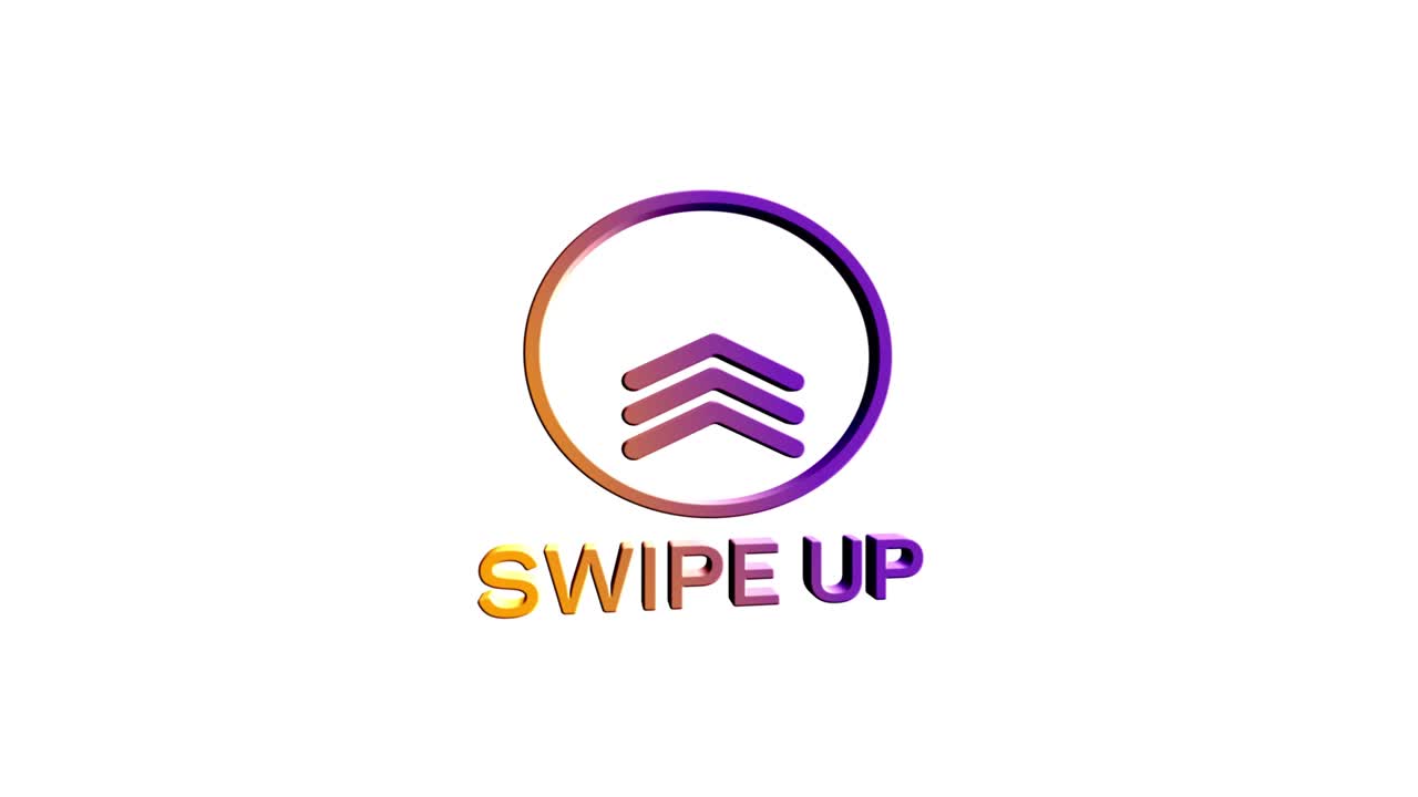 3d Swipe up, arrow up buttons colorful gradient. Application and social network icons, swipe up for advertising. Social media scroll arrows. 4K video animation with alpha channel