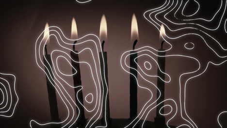 animation of isohypses moving over candles fading out