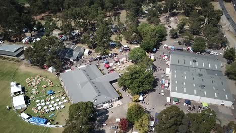 Aerial-view-of-a-festival-in-the-outer-suburbs-of-Melbourne,-Victoria,-Australia