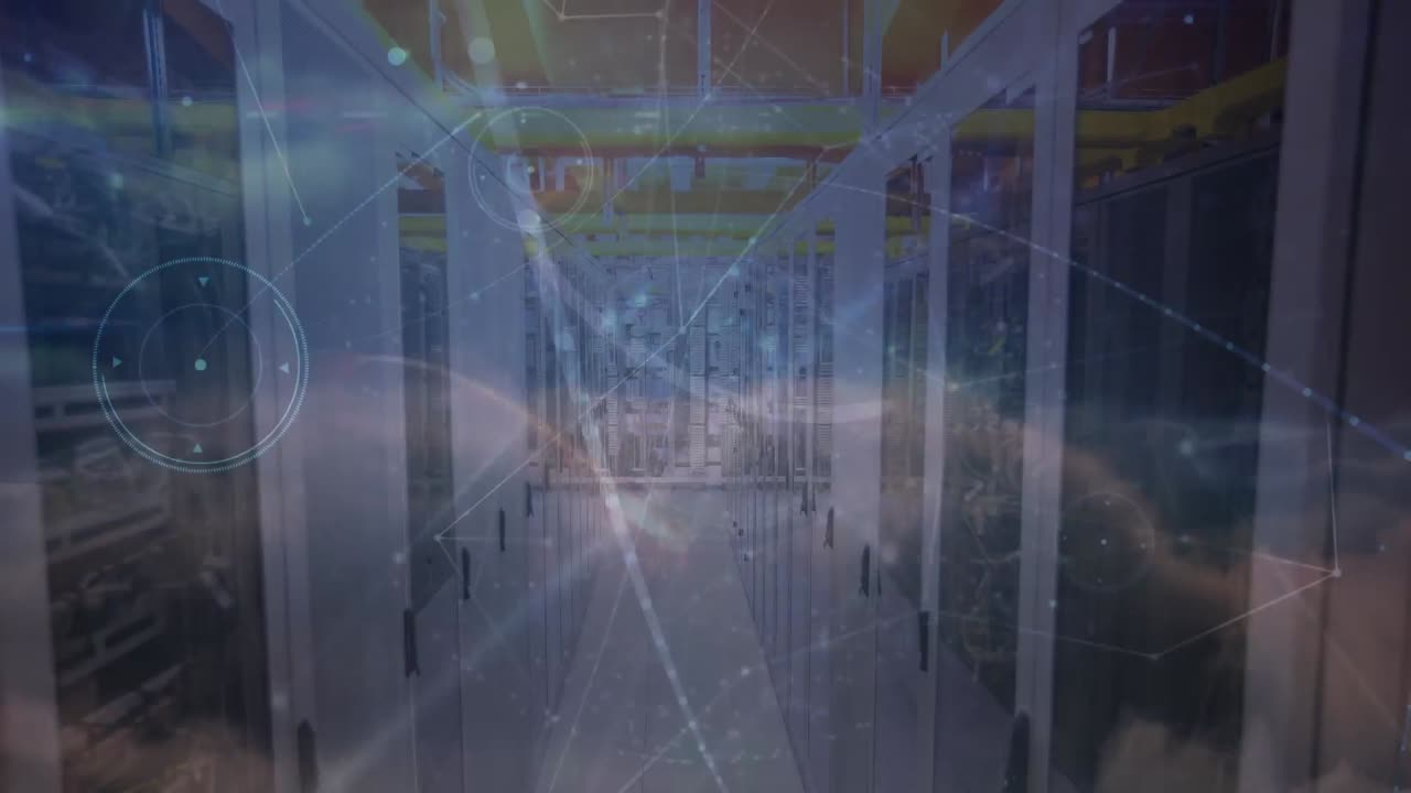 연결, 클라우드 및 서버를 이동하는 라인의 애니메이션